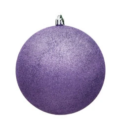 6 Inch Lavender Glitter Round Christmas Ball Ornament Shatterproof