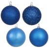 8 Inch Blue Ball Ornament Assorted Finishes 4 Per Set -Winter Decor Hub n592002da