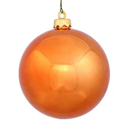 8 Inch Burnish Orange Shiny Round Ornament