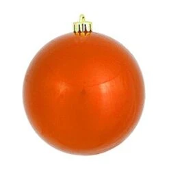8 Inch Burnish Orange Pearl Round Ornament 3 Per Set