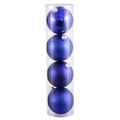 8 Inch Cobalt Ball Ornament Assorted Finishes 4 Per Set