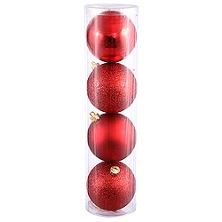 10 Inch Red Ball Ornament Assorted Finishes 4 Per Set 3 10 Inch Red Ball Ornament Assorted Finishes 4 Per Set