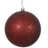 10 Inch Burgundy Glitter Ball Drilled Cap -Winter Decor Hub n592505dg