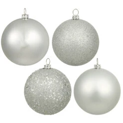 10 Inch Silver Round Christmas Ball Ornament Assorted Finishes Shatterproof