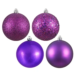 10 Inch Plum Assorted Christmas Ball Ornament - 4 Per Set 3 10 Inch Plum Assorted Christmas Ball Ornament - 4 Per Set