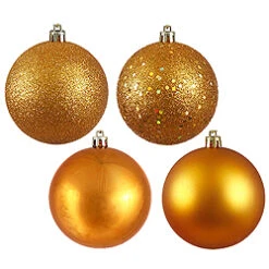10 Inch Antique Gold Assorted Christmas Ball Ornament - 4 Per Set