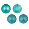 10 Inch Teal Assorted Christmas Ball Ornament - 4 Per Set
