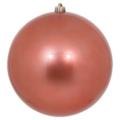 10 Inch Coral Candy Christmas Ball Ornament - UV Drilled Cap