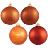 12 Inch Burnish Orange Round Christmas Ball Ornament Shatterproof Set Of 4 Assorted Finishes -Winter Decor Hub n593018da