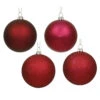 12 Inch Wine Round Christmas Ball Ornament Shatterproof Set Of 4 Assorted Finishes -Winter Decor Hub n593019da