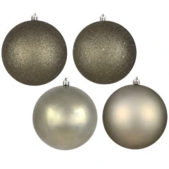 12 Inch Wrought Iron Round Christmas Ball Ornament Shatterproof Set Of 4 Assorted Finishes