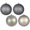 12 Inch Limestone Round Christmas Ball Ornament Shatterproof Set Of 4 Assorted Finishes -Winter Decor Hub n593025da