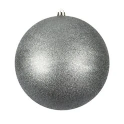 12 Inch Limestone Glitter Christmas Ball Ornament With Drilled Cap