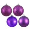 12 Inch Plum Round Christmas Ball Ornament Shatterproof Set Of 4 Assorted Finishes -Winter Decor Hub n593026da