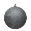 12 Inch Pewter Silver Glitter Round Christmas Ball Ornament Shatterproof UV -Winter Decor Hub n593027dg