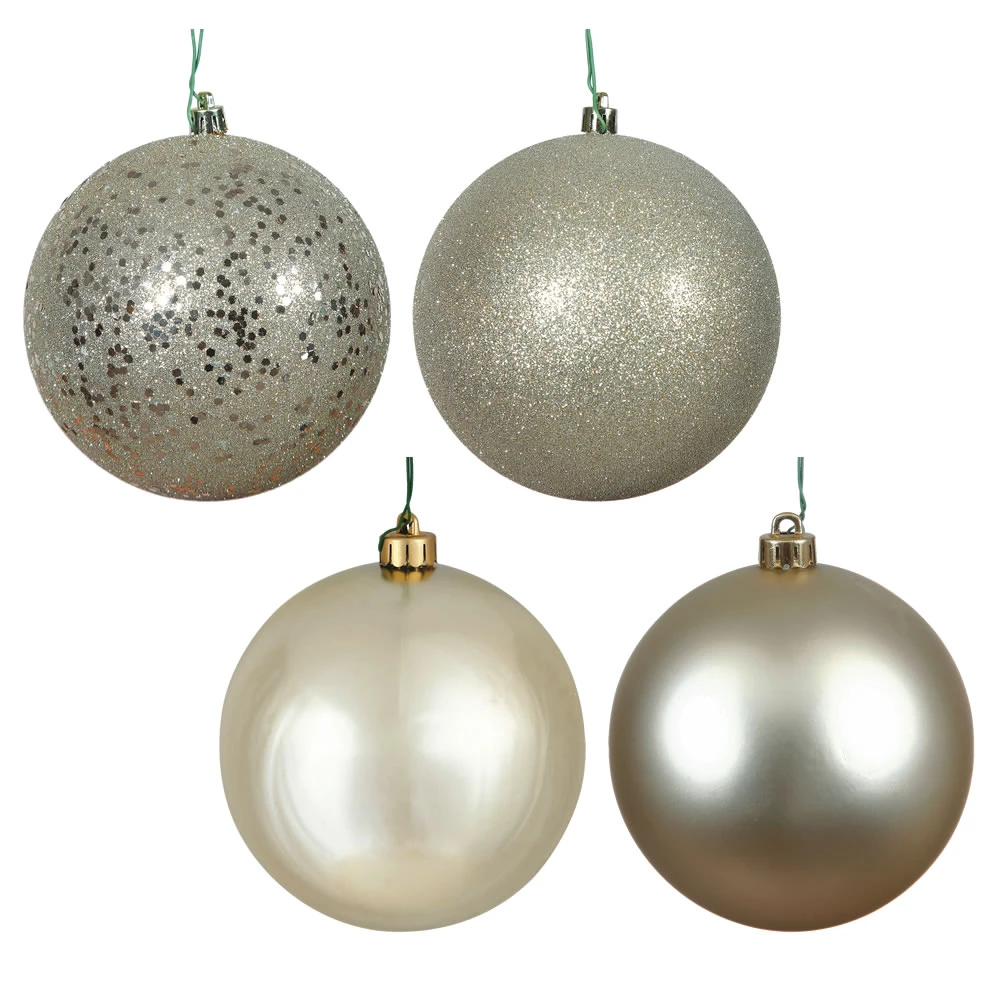 12 Inch Champagne Round Christmas Ball Ornament Shatterproof Set Of 4 Assorted Finishes 3 12 Inch Champagne Round Christmas Ball Ornament Shatterproof Set Of 4 Assorted Finishes