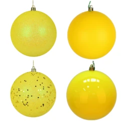 12 Inch Yellow Finish Christmas Ball Ornament