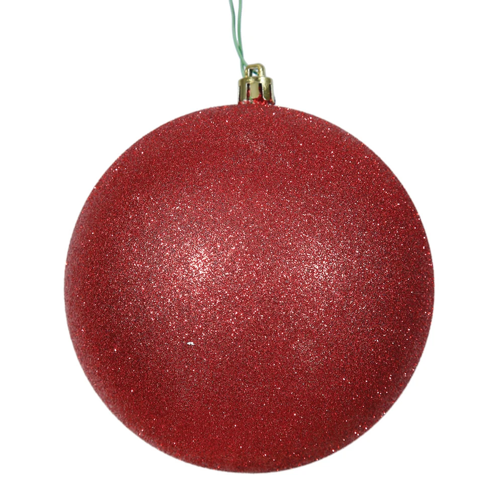 15.75 Inch Red Glitter Round Christmas Ball Ornament Shatterproof UV 3 15.75 Inch Red Glitter Round Christmas Ball Ornament Shatterproof UV