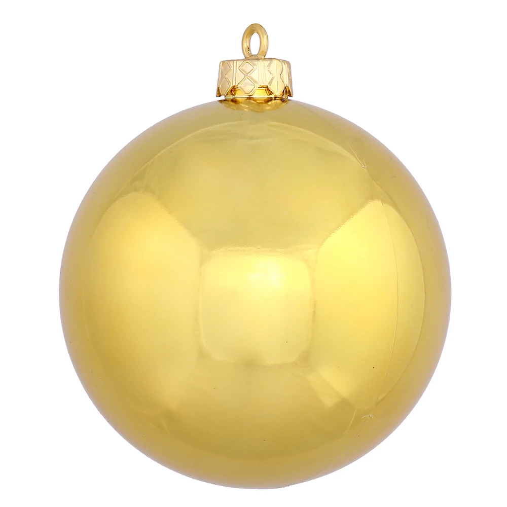 15.75 Inch Golden Shiny Round Christmas Ball Ornament Shatterproof UV 3 15.75 Inch Golden Shiny Round Christmas Ball Ornament Shatterproof UV