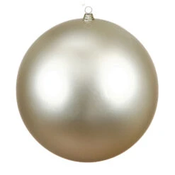 15.75 Inch Champagne Glitter Round Christmas Ball Ornament Shatterproof