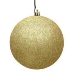 15.75 Inch Gold Glitter Round Christmas Ball Ornament Shatterproof UV