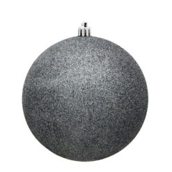15.75 Inch Pewter Glitter Round Christmas Ball Ornament Shatterproof UV