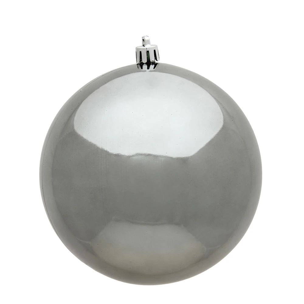 15.75 Inch Pewter Shiny Round Christmas Ball Ornament Shatterproof UV 3 15.75 Inch Pewter Shiny Round Christmas Ball Ornament Shatterproof UV