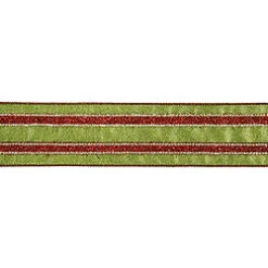 30 Foot Red And Green Striped Ribbon 2.5 Inch Width