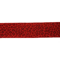 30 Foot Red Leopard Velvet Ribbon