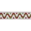 2.5 Inch X 10 Yard White With Red Green Swirls Dots Christmas Ribbon -Winter Decor Hub q130132