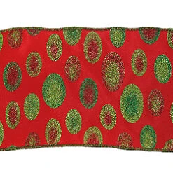4 Inch X 10 Yard Red With Green Dots Christmas Ribbon