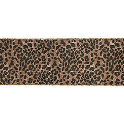 30 Foot Extra Wide Leopard Gold Back Ribbon