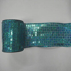 4 Inch X 10 Yard Blue Aqua Mesh Metallic Check Christmas Ribbon
