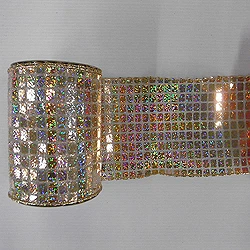 6 Inch X 10 Yard White And Champagne Mesh Metallic Check Christmas Ribbon 3 6 Inch X 10 Yard White And Champagne Mesh Metallic Check Christmas Ribbon