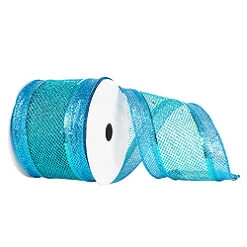 4 Inch X 10 Yard Blue Diamond Mesh Edged Christmas Ribbon