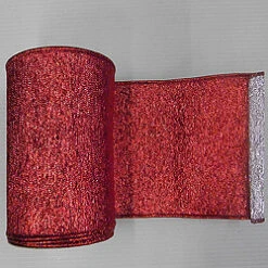 6 Inch X 10 Yard Red Silver Shiny Weave Christmas Ribbon