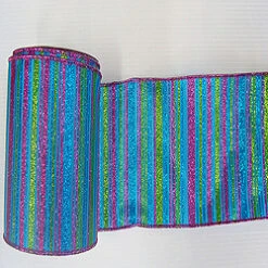 30 Foot Light Blue Glitter Stripe Ribbon 2.5 Inch Width