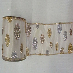 30 Foot Ivory Glitter Polka Dot Ribbon 4 Inch Width 3 30 Foot Ivory Glitter Polka Dot Ribbon 4 Inch Width