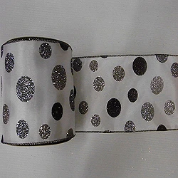 30 Foot White Glitter Polka Dot Ribbon 4 Inch Width 3 30 Foot White Glitter Polka Dot Ribbon 4 Inch Width
