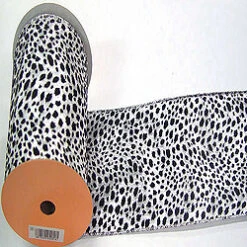 30 Foot Silver Lame Velvet Black Leapord Ribbon 6 Inch Width