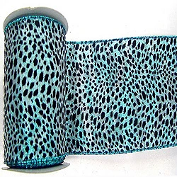 30 Foot Teal Lame Velvet Black Leopard Ribbon 2.5 Inch Width 3 30 Foot Teal Lame Velvet Black Leopard Ribbon 2.5 Inch Width