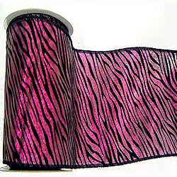 30 Foot Fushia Lame Velvet Black Zebra Ribbon 2.5 Inch Width 3 30 Foot Fushia Lame Velvet Black Zebra Ribbon 2.5 Inch Width