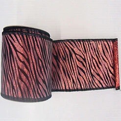 30 Foot Red Lame Velvet Black Zebra Ribbon 2.5 Inch Width