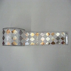 30 Foot Silver And White Diamond Lame Ribbon 2.5 Inch Width 3 30 Foot Silver And White Diamond Lame Ribbon 2.5 Inch Width