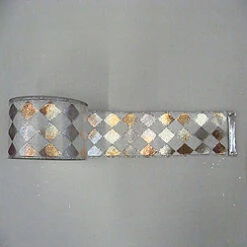 30 Foot Silver And White Diamond Lame Fabric Ribbon 6 Inch Width