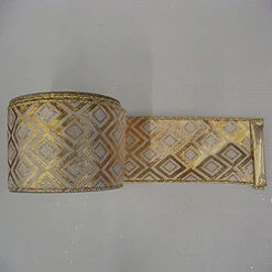 30 Foot Gold And Cream Diamond Lame Fabric Ribbon 6 Inch Width