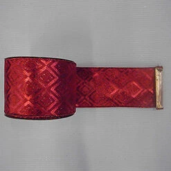 30 Foot Red Diamond Lame Ribbon 2.5 Inch Width