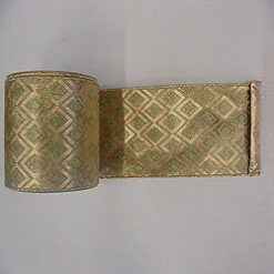 30 Foot Gold And Sage Diamond Lame Fabric Ribbon 6 Inch Width