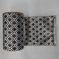 30 Foot Silver And Black Diamond Lame Ribbon 2.5 Inch Width