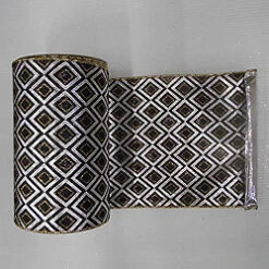 30 Foot Silver And Black Diamond Lame Fabric Ribbon 6 Inch Width